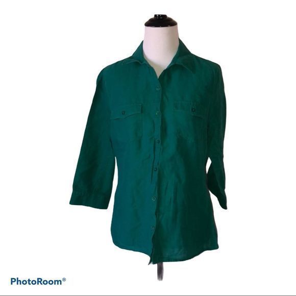 Sonoma women’s small green‎ button down blouse - Picture 1 of 5